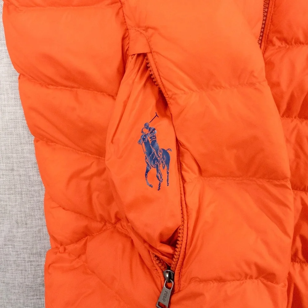 Polo Ralph Lauren Colden Packable Down Puffer Vest Men's Large Orange NWT $198